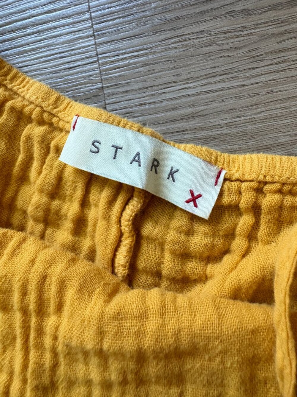 STARKx Low Back Cami Dress size S small golden yellow midi cotton gauze slit - Picture 4 of 8